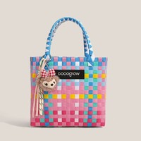 Sac fourre-tout en paille tressée pour femme, style Ins, fait main, tendance streetwear, idéal pour les vacances, inspiré des influenceuses