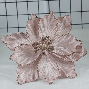 <strong>Christmas</strong> Decorative Flowers Glitter Sequins Artificial <strong>Christmas</strong> Flowers Magnolia for DIY Xmas Floral Arrangements Tree Decor - Product Image 4