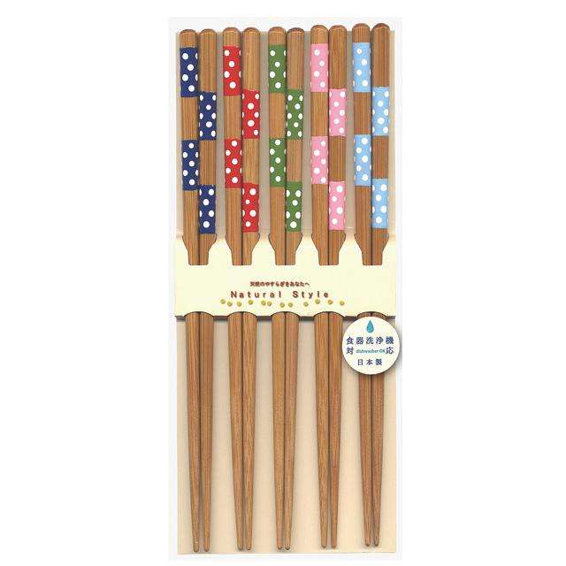 Chopsticks Sooty Bamboo Ichimatsu Dot 5P