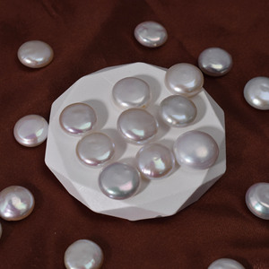 Perles de culture d'eau douce naturelles blanches, perles baroques à bouton, à forte brillance unilatérale, pour la fabrication de bijoux en gros - Product Image 1