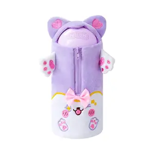 Bespoke embroidery plush animal pencil case/ customized high quality plush toy pen case manufacturer