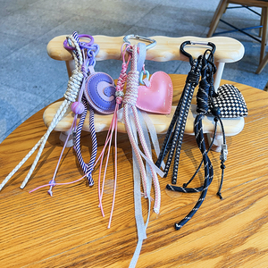 Creative DIY PU Leather Y2K <b>Key</b> <b>Chain</b> Bag Accessories Girls Cute Heart Pendant Exquisite Cartoon Design Durable Eco-Friendly - Product Image 1