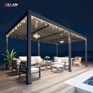 Pergola à toit en persienne étanche et personnalisée Porte coulissante en verre et aluminium Bioclimatique motorisée pour l'extérieur <span class=keywords><strong>MULAN</strong></span> PG006 Garantie <span class=keywords><strong>de</strong></span> 3 ans - Product Image 4