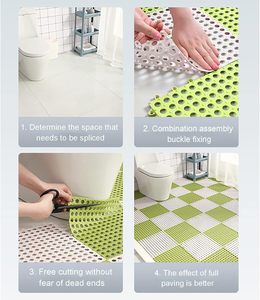 Nouveau Tapis de Bain Antidérapant à Grandes Trous, Séchage Rapide, Imperméable, Massant, Noir et Blanc, pour Salle de Bain et Baignoire - Product Image 6