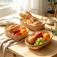 Panier Cadeau Rond Portable en Bambou Rouge Écologique Personnalisé, Emballage du Nouvel An Chinois, Vente en Gros, Boîte de Fête Faite à la Main