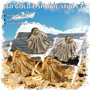 Pendientes de Botón con Flores Chapados en Oro, Joyería Artesanal de Latón para Mujer - Product Image 3