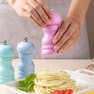 Household Ceramic Core Pepper <b>Bottle</b> <b>Shaker</b> Kit Wooden Mini Manual 2 in 1 pink Salt and Pepper Mill Spice Grinder Set - Product Image 2