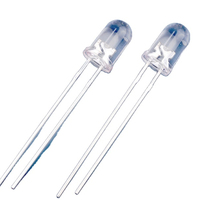 Puces LED InGaN de 5 mm avec tension de refoulement maximale de 5 V, angle de vision de 15 degrés, puissance de 0,06 W, boîtier traversant, emballage de diodes