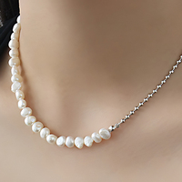Colliers fins en perles pour femmes, bijoux en argent sterling 925, chaînes de mode, collier à maillons, collier de créateur personnalisé pour filles