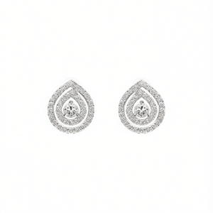 E1707 Orecchini in oro bianco con diamanti, taglio rotondo brillante, colore D, gioielli da sposa classici naturali da donna - Product Image 1