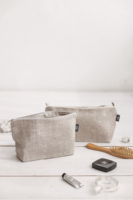 Sac de maquillage en lin blanc personnalisé en gros, grand format, écologique, sac de toilette bio pour femmes et hommes.