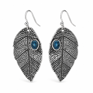 Orecchini pendenti vintage bohémien a forma di foglia, stile retrò con gemma blu, gioielli alla moda per donna, regalo per feste - Product Image 1