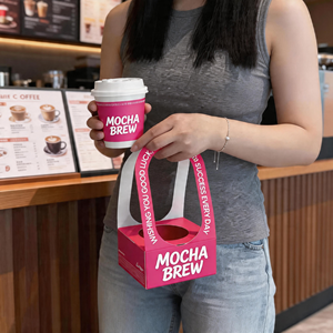 Super Usine Logo Personnalisé Taille <span class=keywords><strong>À</strong></span> Emporter Lait Thé <span class=keywords><strong>Café</strong></span> <span class=keywords><strong>Tasse</strong></span> Plateau Recyclé Jetable Portable Porte Gobelet En Papier Avec Poignée - Product Image 5