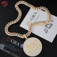 Pendentif Moissanite Rond Breloques Bijoux Hip-Hop Homme Argent 925 Bicolore VVS Iced Out Cercle Personnalisé