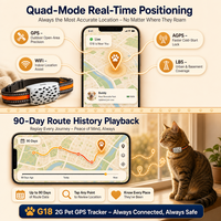 Traceur GPS pour animaux de compagnie G18 2G AGPS GLONASS IP67 étanche, suivi en temps réel, surveillance à distance, stockage cloud via application Android/iOS pendant 90 jours