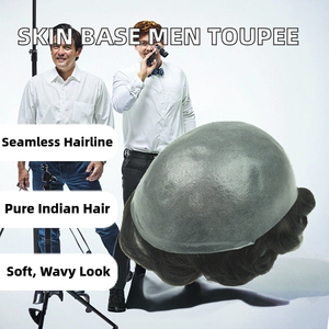 Rambut Palsu Pria Berkualitas Tinggi Ultra Tipis Kulit Tipis 0.02-0.12mm Rambut Remy Toupee Wig Super Tipis Alas PU Ekstensi Rambut Wig Pria - Product Image 6