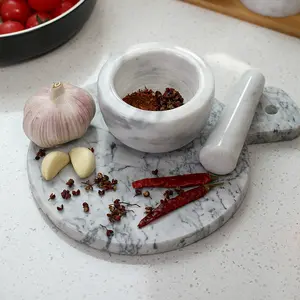 Natural Herb Spice Tools White Marble Stone Mortar And Pestle Set Grander Crusher Pastes Guacamole Bowl Herb Grinder