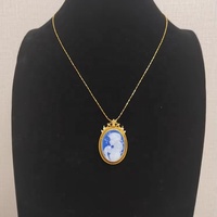 Pendentif plaqué or en pierre précieuse sculptée artificiellement, artisanat en relief 3D, broches personnalisées en agate camée pour femmes, filigrane en argent S925