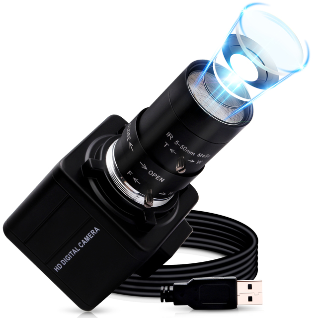 ELP Webcam 1080P HD 1920x1080 30fps IMX323 Sensor Low Light Manual Focus 5-50mm Zoom 10X Lens Mini Video Camera