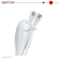 Kabel Jumper Flat RJ12 Double Head 6P6C 6Pin Core Panjang 20/30/50/100cm