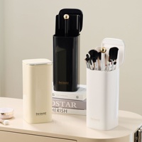 Boîte de rangement pour pinceaux de maquillage en plastique anti-poussière, style INS, capacité 3L, avec couvercle relevable, pour coiffeuse et usage quotidien