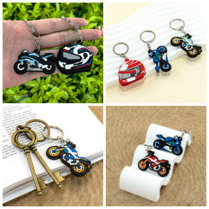 Porte-clés en PVC 2D sur le thème des motos de course, designs de motos sportives en vrac, accessoires de porte-clés personnalisés en gros pour sacs, cadeaux - Product Image 4
