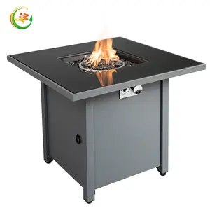 Courtyard Garden Stainless Steel Gas Fire Pit Winter Heater Fireplace Brazier Volcanic Stone Burning Fire Pit Table
