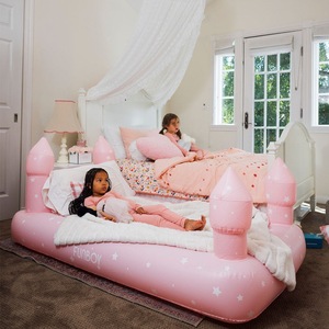 Lit de voyage gonflable pliable moderne en PVC rose pour enfants, idéal pour les séjours à la maison et le camping - Product Image 4