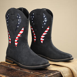 Nuevo estilo europeo y americano Caballero tacón grueso Patchwork hombres invierno gran tamaño bandera americana patrón botas - Product Image 6