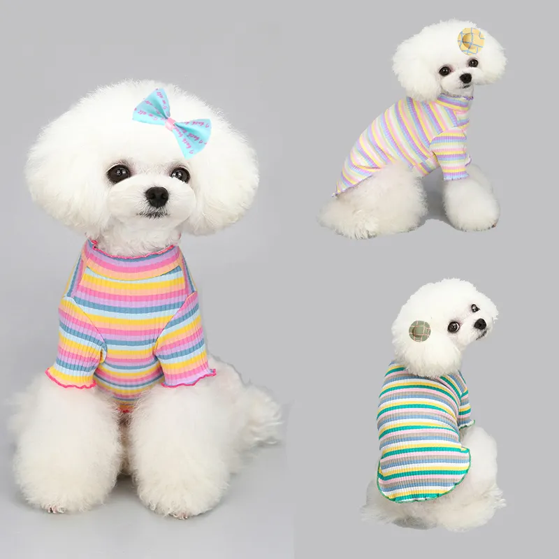 Vêtements pour chiens, chemise pour chats, chiot, vêtements en coton, arc-en-ciel, chat, petit chien, Teddy Schnauzer, livraison gratuite, accessoires, cadeau