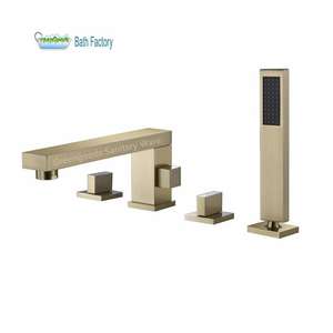 Ensemble de luxe français plaqué or massif finition dorée Antique baignoire douche robinet de bain à 5 trous - Product Image 1