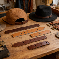 Sangle de chapeau en cuir personnalisée avec boucle ardillon métallique pour casquettes snapback et trucker, fermeture réglable, logo OEM