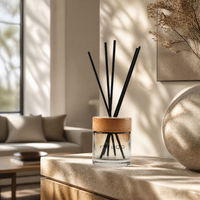 Ensemble de diffuseurs à bâtonnets en verre cylindrique dégradé fumé de 200 ml, flacon rond d'aromathérapie avec bouchon en bois, logo personnalisé