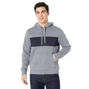 Wholesale Heavyweight 100% Cotton Mens Streetwear Oversized Hoodies Regular Color Blocking Winter <b>Sweatshirts</b> Custom Logo <b>Velour</b> - Product Image 1