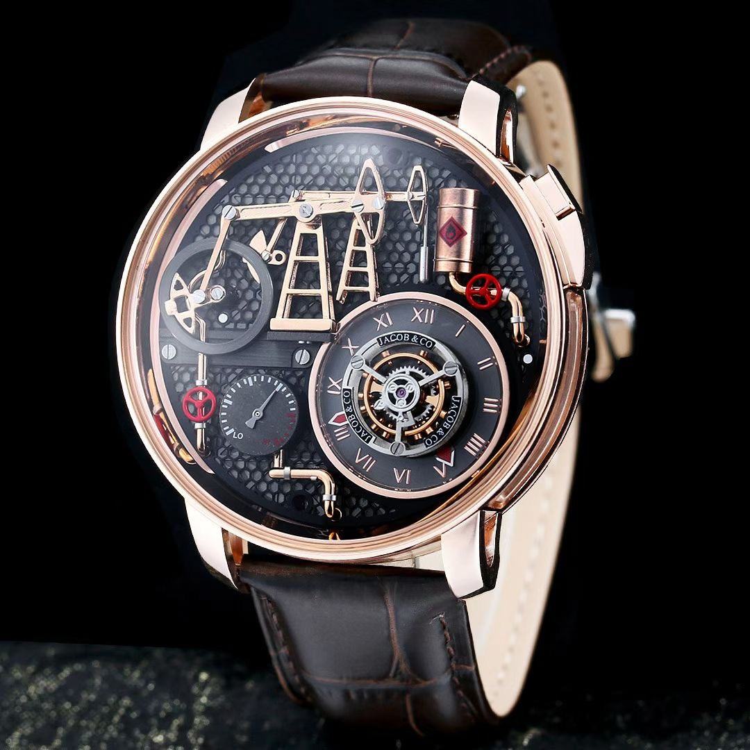 Boîtier en or rose avec bracelet marron