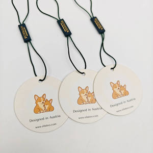 Custom Size Round Embossed Hang <b>Tags</b> with Printed Logo Eco-Friendly Recycled Thick Paper Material Garments Hats Shoes <b>Bags</b> - Product Image 2