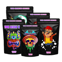 Sachets à fermeture éclair noirs personnalisés, imprimés, 3,5 g, sachets pour enfants, résistants à l'humidité, en film PET doux au toucher, de qualité alimentaire, pour collations
