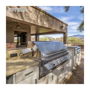 Gros île en bois en acier inoxydable charbon de bois barbecue <span class=keywords><strong>cuisine</strong></span> extérieure - Product Image 1
