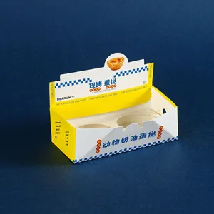 Custom Eco-Friendly Food Grade Embossed Recyclable Kraft <b>Paper</b> Egg Tart Box with Window for Bakery Packaging - Product Image 1