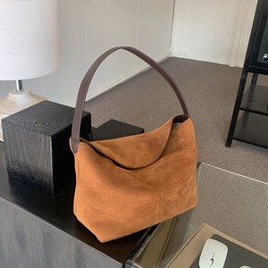 Frosted Brown Suede Small <b>Square</b> Handbag Soft Magnetic Buckle Underarm Bag For Women Everyday Outfits - Product Image 1