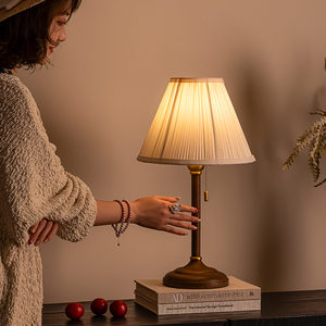 French Retro Table Lamp E27 Led <b>Push</b> <b>Button</b> <b>Switch</b> Eye Caring Bedroom Study Desk Light Decorative Atmosphere Style - Product Image 1