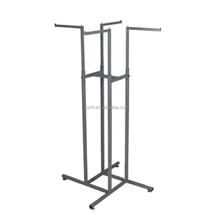 RH-GR-FF1 560*560*1800mm Gary bốn mặt vải vuông Giá cửa hàng may mặc 360 ° quần áo treo Rack hiển thị - Product Image 1
