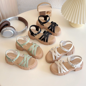 Chaussures pour enfants, nouvelles sandales d'été pour filles, style princesse, douces et élégantes, à semelle épaisse, style romain - Product Image 1