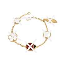 Bracelet pour mère en agate rouge et coccinelle, ensemble de bijoux