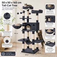 Tour pour chat multi-niveaux en peluche avec hamac et jouets interactifs