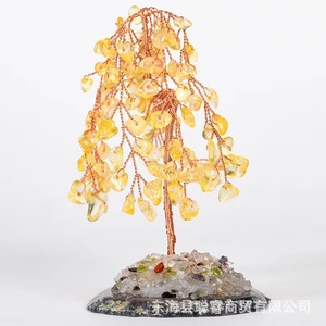 Arbre à Argent en Cristal Saule Pleureur avec Pierres Précieuses Naturelles, Ornement Décoratif, Décoration d'Intérieur, Cadeau Artisanal - Product Image 2