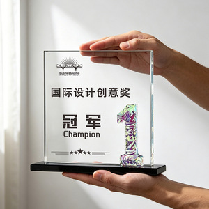 Crystal <b>Trophy</b> 1-2-3 Laser <b>Engraved</b> Uv Printing White Crystal Awards For Conference And Etiquette Supplies - Product Image 5