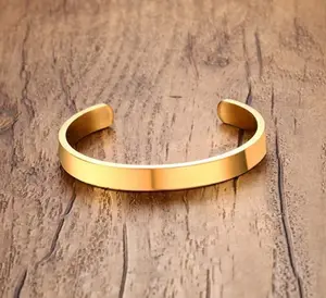 Low Moq Wholesale Silver/Gold/Rose Gold Custom Engraved Stainless Steel Cuff Bracelet Oem Your Size Color