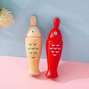 Instrumentos de Percusión Orff al por Mayor, Palitos de Ritmo de Madera con Forma de Pez, Clappers, Juguetes Educativos - Product Image 1