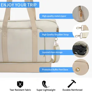 Logotipo personalizado bolsa de viagem para mulheres, sacola de lona em bagagem, praia, sacola de viagem para noite